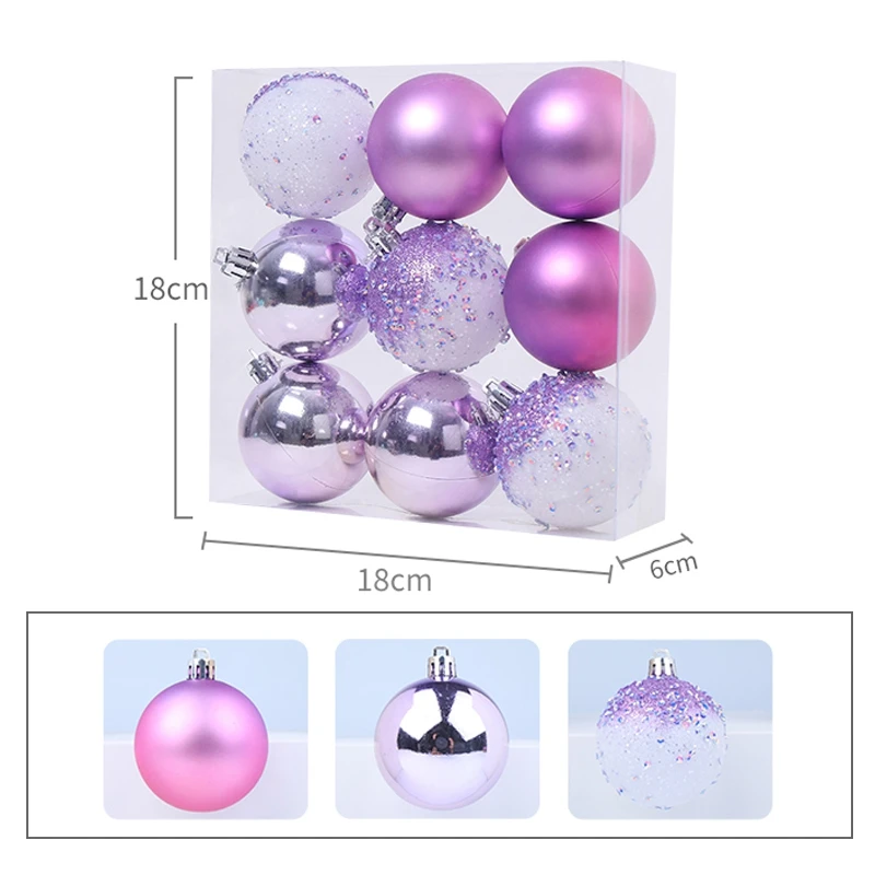9 Stück Weihnachts ball Ornamente Weihnachts baums chmuck hängende Kugeln für Zuhause Neujahr Party Dekor-2,36 Zoll, lila