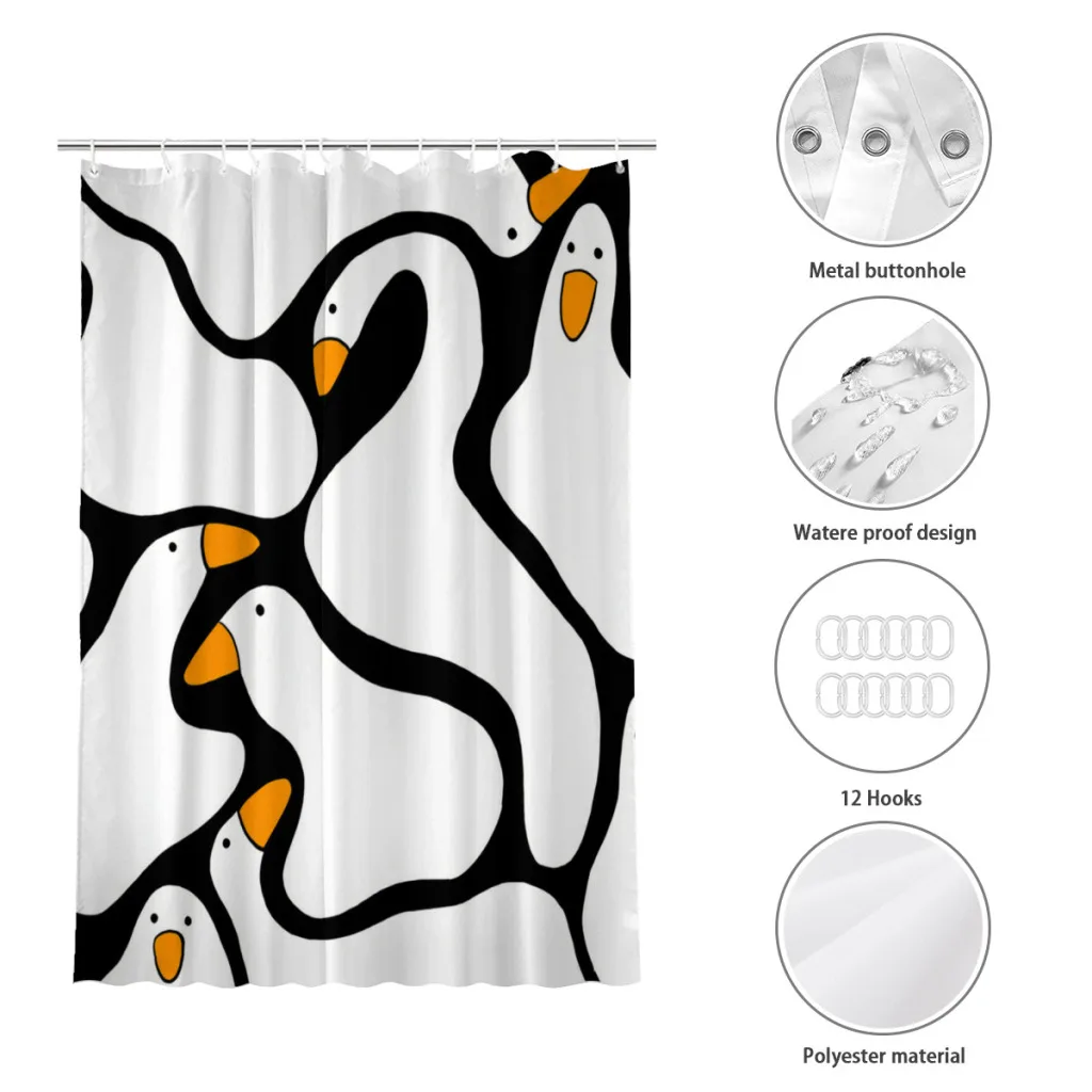 Untitled Goose Blobs Shower Curtains Waterproof Fabric FunnyBathroom Decor with Hooks Home Accessories