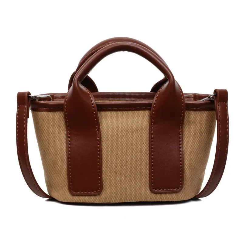 

2025 Women's Contrasting Color Canvas Bag - Compact & Portable, Large-Capacity Stand-alone Commuter Messenger Bag