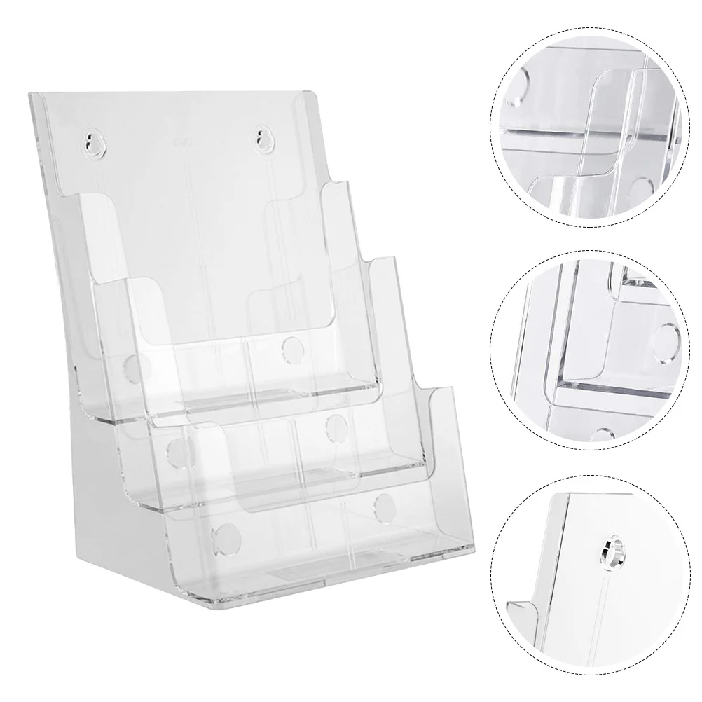 Three-Layer Acrylic File Organizer Desktop Storage Rack Office Document Magazine Holder Office Supplies Storage Shelf