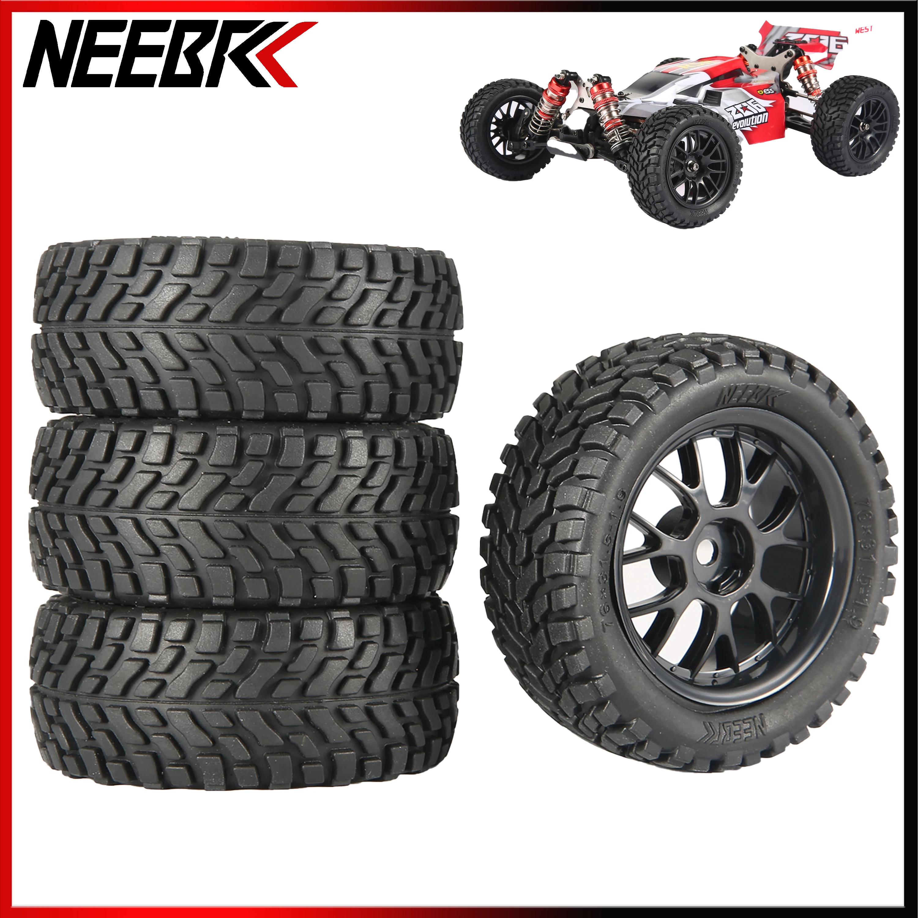 1.9 inch 75mm Off Road Buggy Tires Wheel 12mm Hex Hubs for Wltoys 144001 1/14 1/16 1/10 Scx10 Traxxas Trx-4 Tamiya RC Racing Car