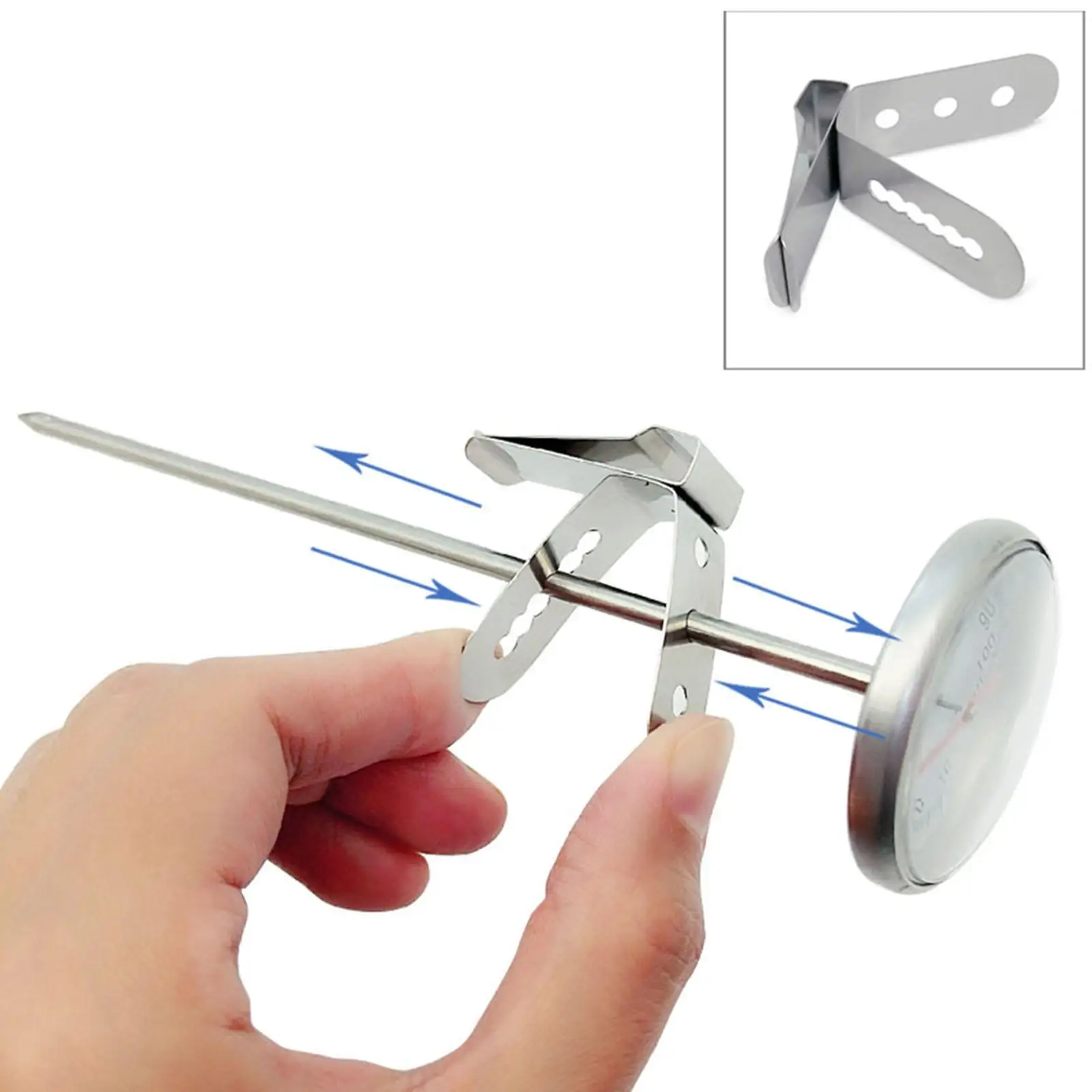Adjustable Stainless Steel Probe Thermometer Holder Grill Probe Clip Essential Accessory for Digital Thermometer with Probe