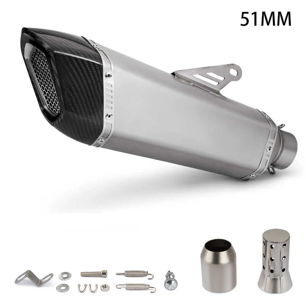 

60MM/51MM Motorcycle Exhaust Escape Modified Carbon fiber Muffler both side For RSV4 S1000RR Panigale V4 R1 CBR650R Z900 MT09