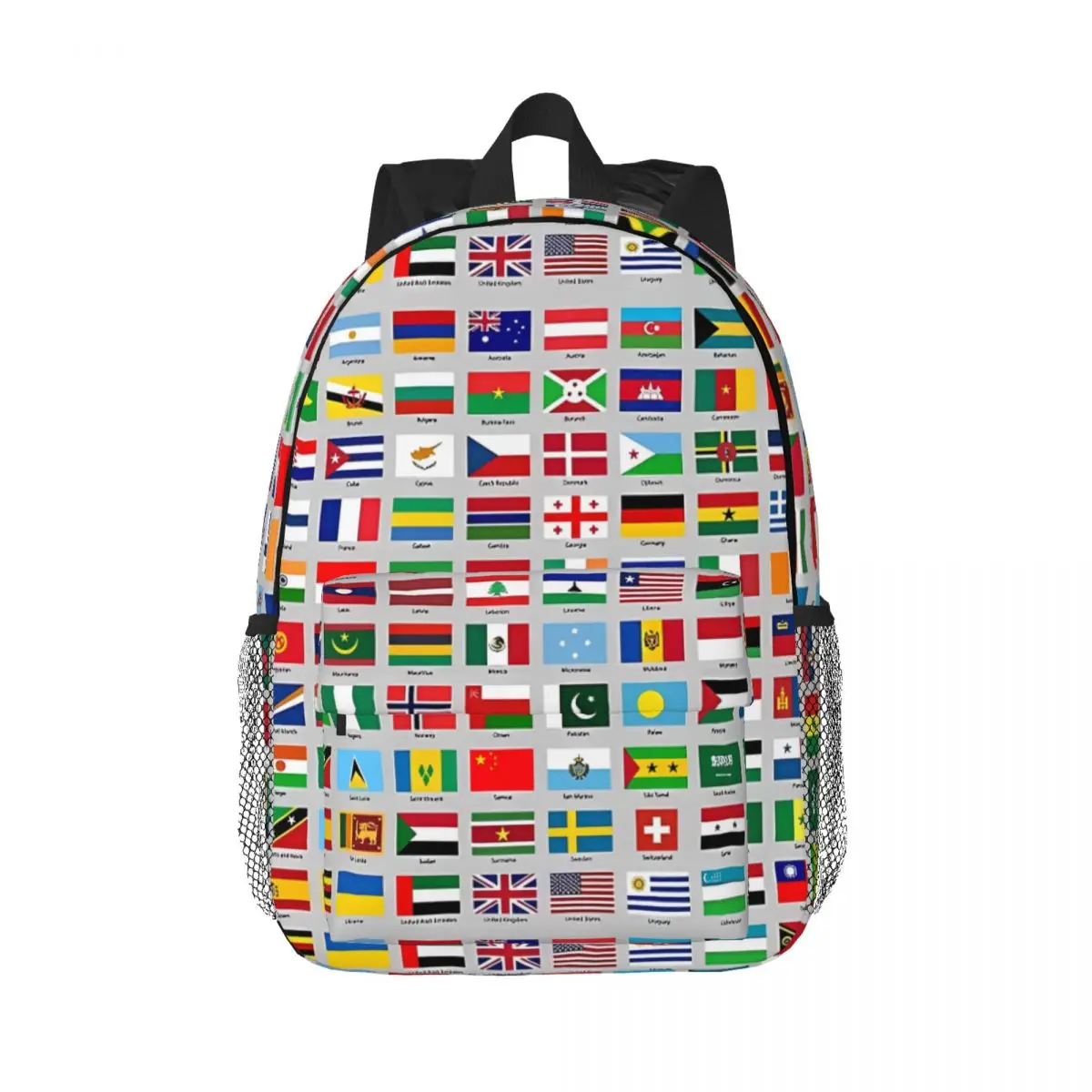 

All Of The Current World Flags Every Nation Printed Lightweight Casual Schoolbag For School, Outdoor, Shopping, Office 15inch