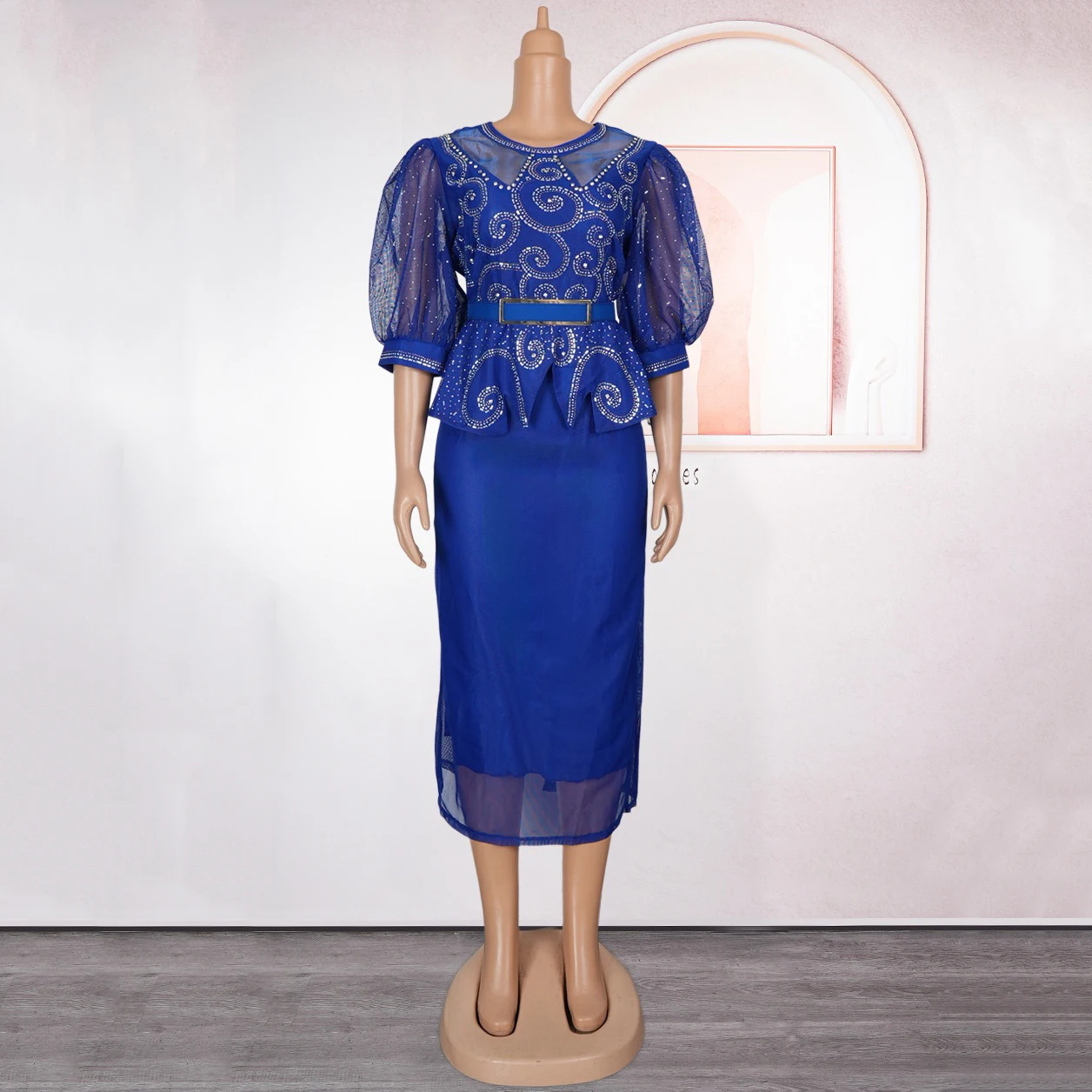 Elegant African Party Dresses for Woman Plus Size 2025 New Diamond Belt Waisted Fashion Turkey Dashiki Ankara Wedding Party Robe