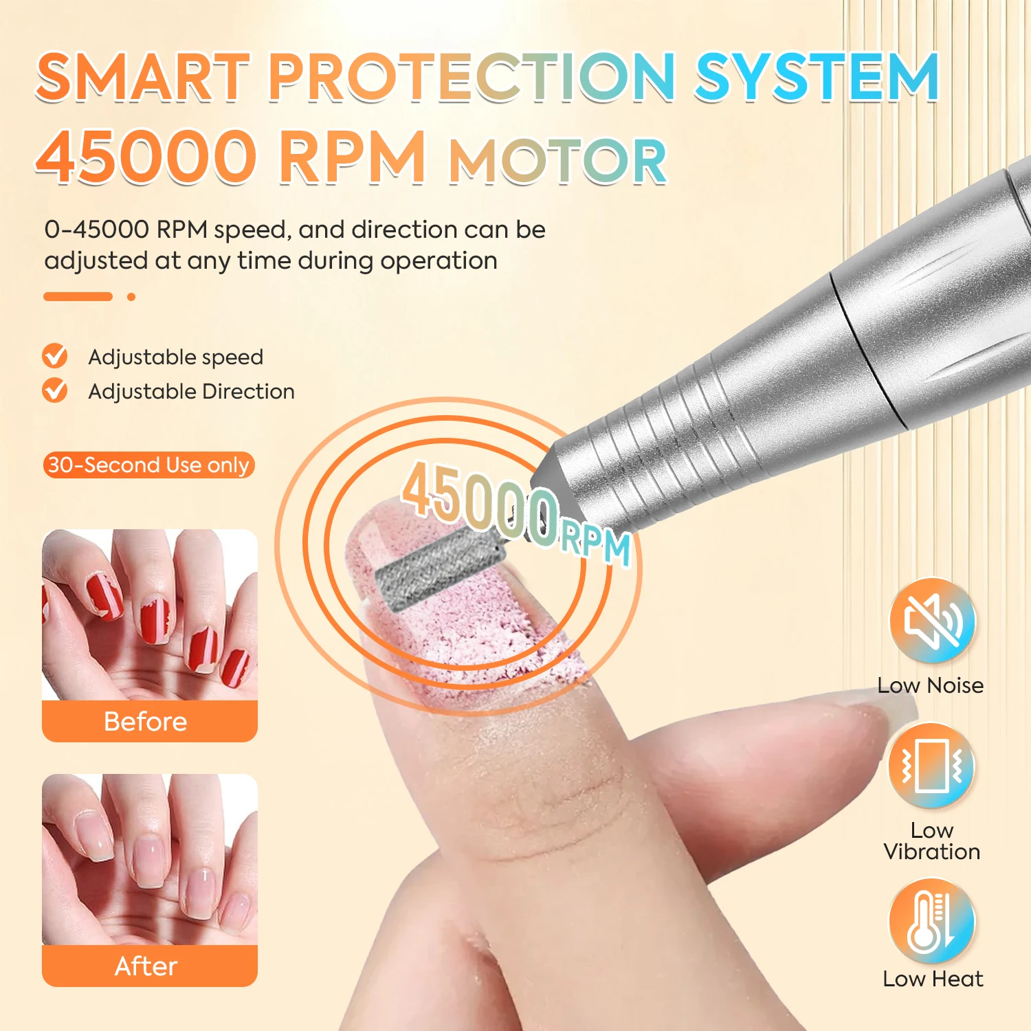 DianaBeauty 45000RPM الكهربائية مسمار الحفر آلة المهنية جيل للأظافر الملمع منخفضة الضوضاء قابلة للشحن ملفات الأظافر أدوات مانيكير