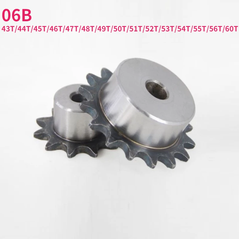 1pcs 06B Chain Gear A3 Steel 43T/44T/45T/46T/47T/48T/49T/50T/51T/52T/53T/54T/55T/56T/60T Teeth