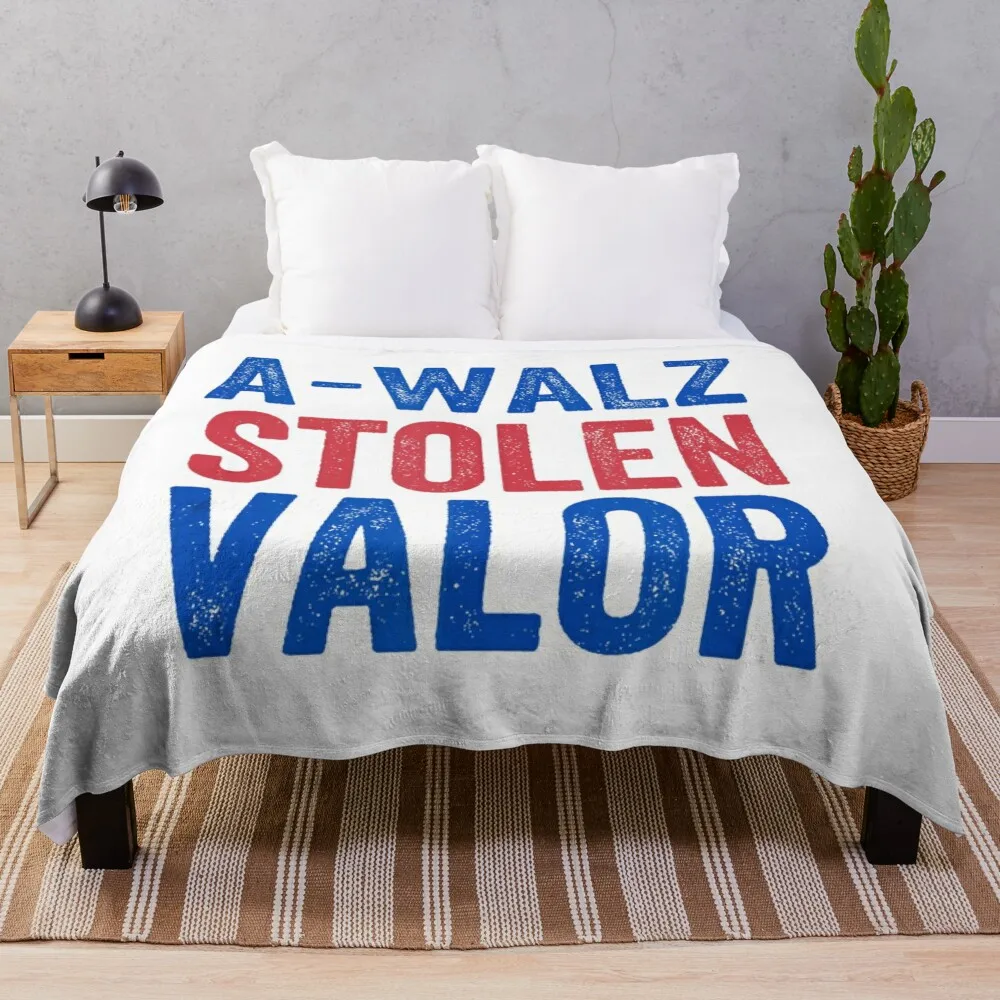 

A-Walz Stolen Valor 2024 Funny Anti Tim Walz Kamala Harris 2024 Throw Blanket decorative Hairys Sleeping Bag Blankets