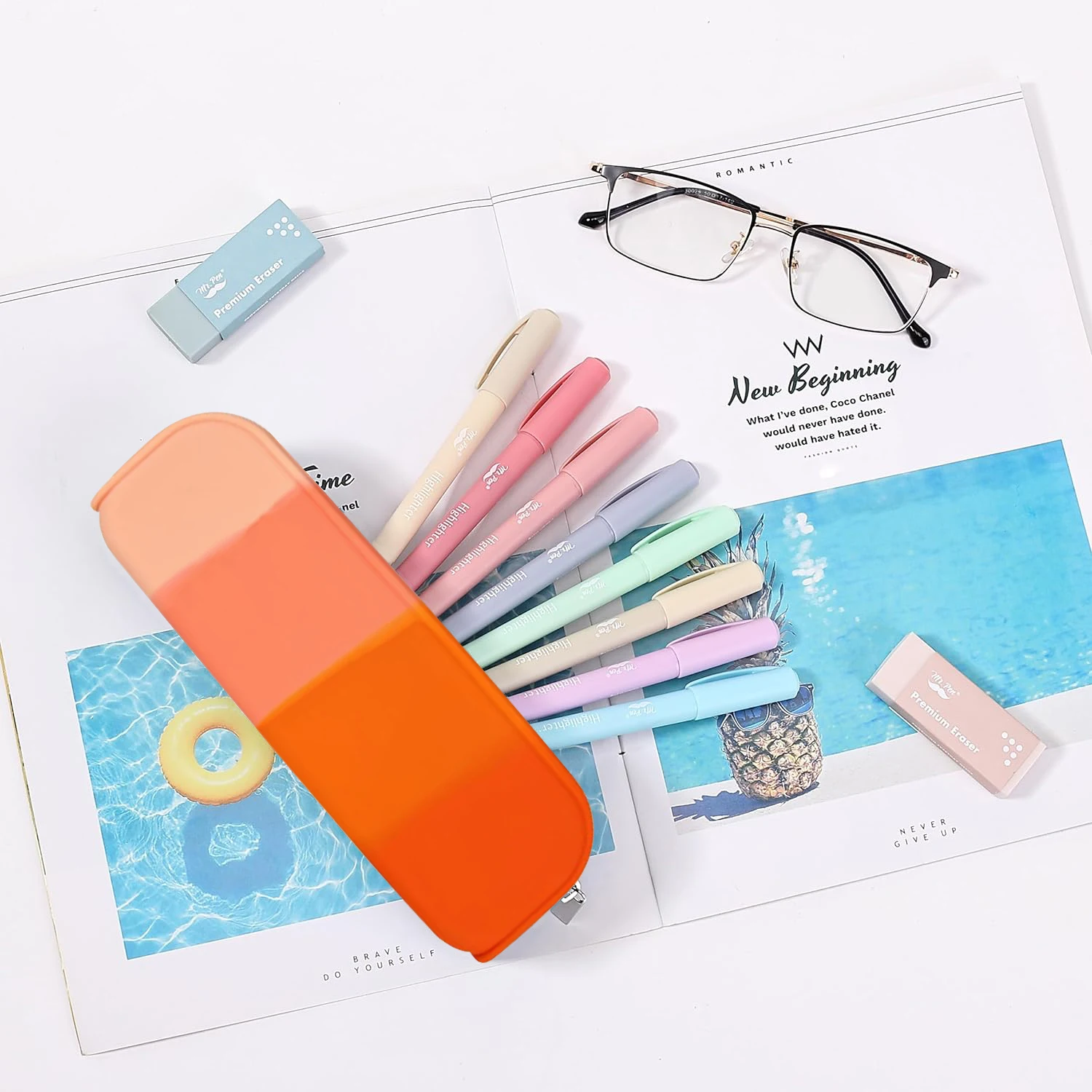 

4-piece pencil case,silicone waterproof pencil case,Fashionable and innovative design,suitable for school office supplies