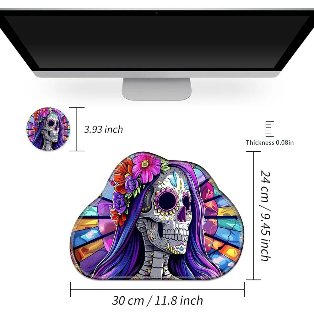 Large Black Rubber Base Mouse Pad with Stitched Edges, 11.8x9.4 inches, Suitable for Mouse Pads and Laptops, Including Coasters