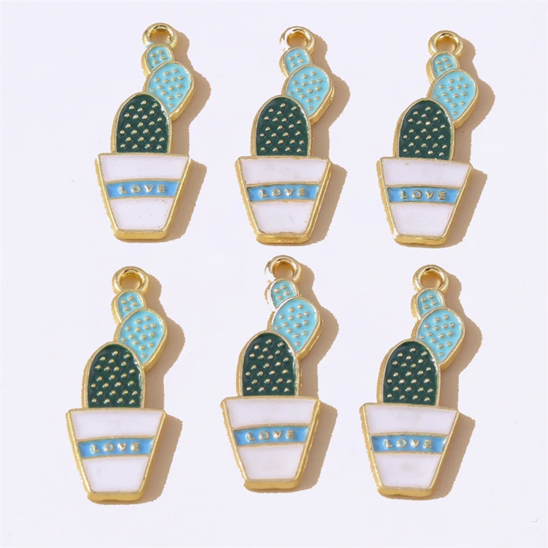 

Duarte 20Pcs/Lot Cute Plant Charms Enamel Cactus Charms Pendants for Jewelry Making DIY Necklaces Earrings Bracelets Accessories