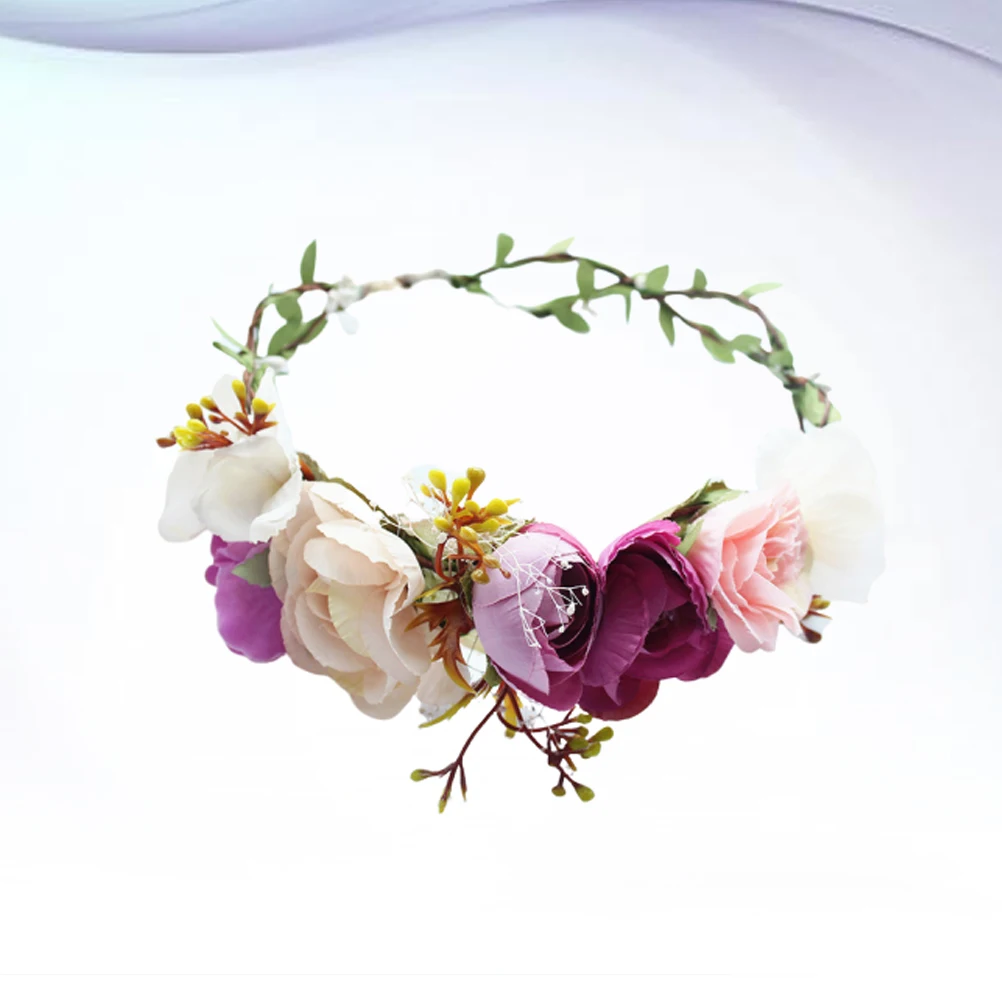 

1Pcs Simulation Rose Fabrics Hair Headband Lightweight Non-Fading Non-Deformation Rose Garland Head Accessory for Party Ceremony