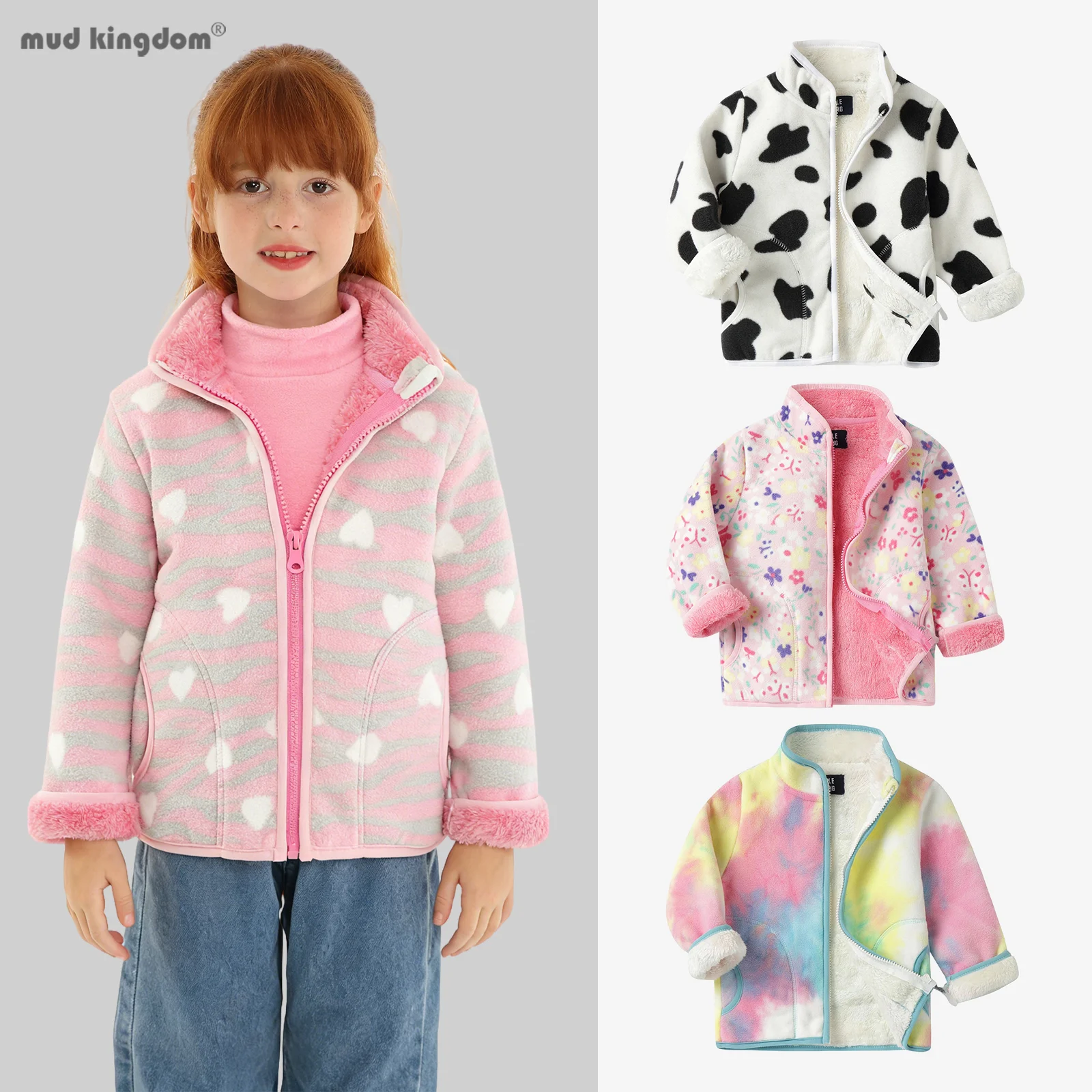 

Куртки Mudkingdom для мальчиков и девочек, осенне-зимняя флисовая утепленная тяжелая верхняя одежда, одежда для мальчиков, детские пальто, одежда в горошек