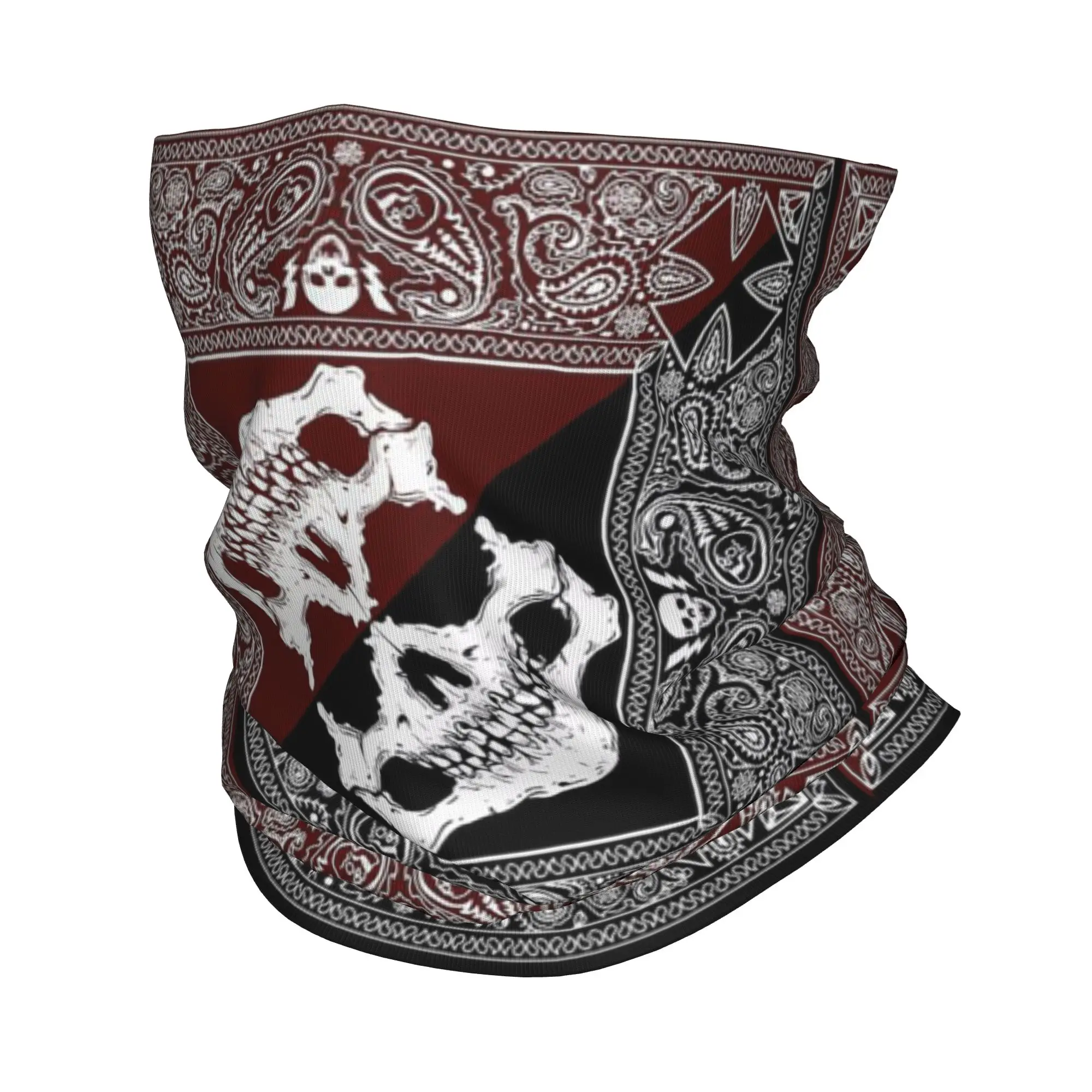 

Amis Kaki Skull Paisley Print Bandana Neck Gaiter Printed Mask Scarf Multi-use Face Mask Hiking Fishing Unisex Adult