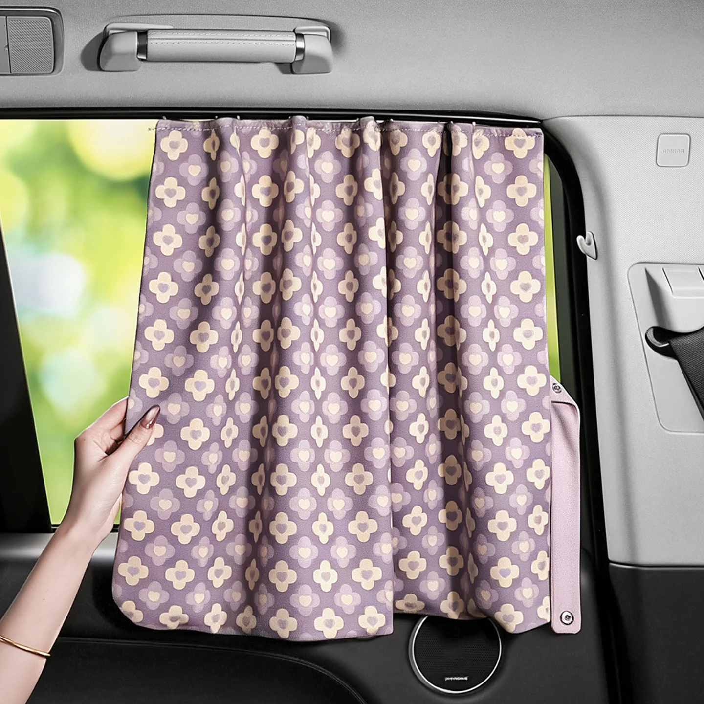Violet Car Sunshade Curtain Sliding Track Style Interior Privacy Light Blocking Window Curtain Automotive Decorative Accessories