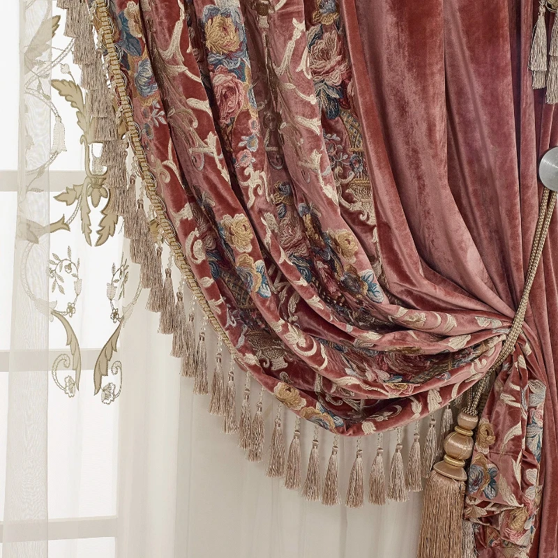 

Custom Size White Tulle European Style Velvet Hot Stamping High-end Luxury Sheer Curtains for Living Dining Room Bedroom Fashion