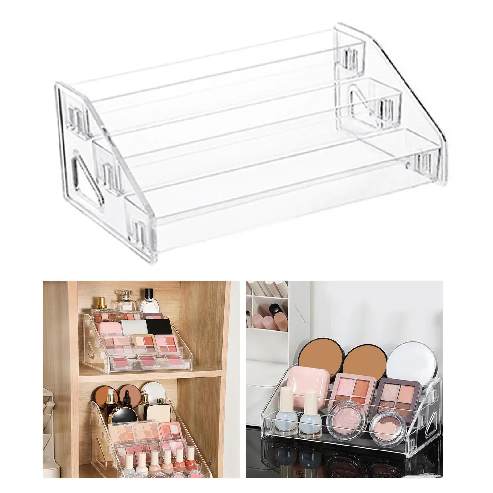 Clear Acrylic Nail Polish Organizer Rack Stand Holder Durable Cosmetic Storage Shelf for Lipstick Display Vanity Makeup Tools