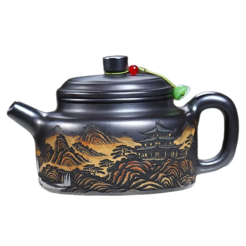 Teapot One Piece Wholesale Yixing Zisha Pot Raw Ore Stone Yellow Mud Handmade Splendid Zhongyun High-end Teapot Kung Fu Tea Set