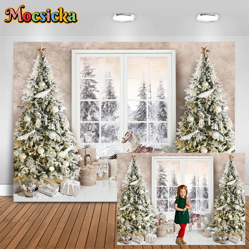 

Mocsicka Photography Background Winter Christmas Xmas Tree Gift Box Backdrops Kid Family Portrait Photo Banner Studio Prop