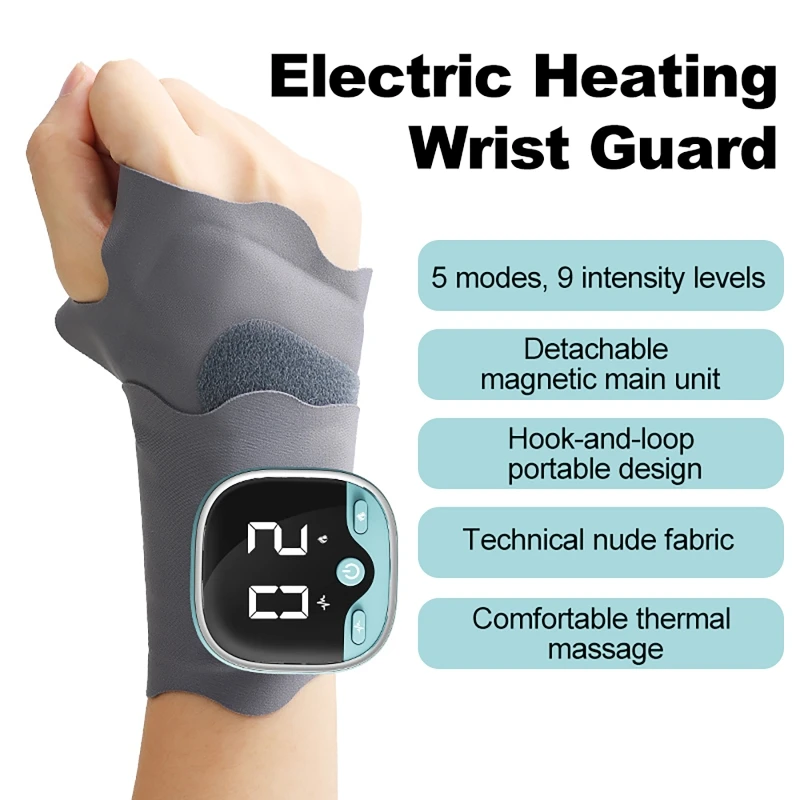 Electric Heating Wrist Hot Compress Wristband For Carpal Tunnel Muscle Fatigue Relief Belt EMS Microcurrent Guard Hand Massager