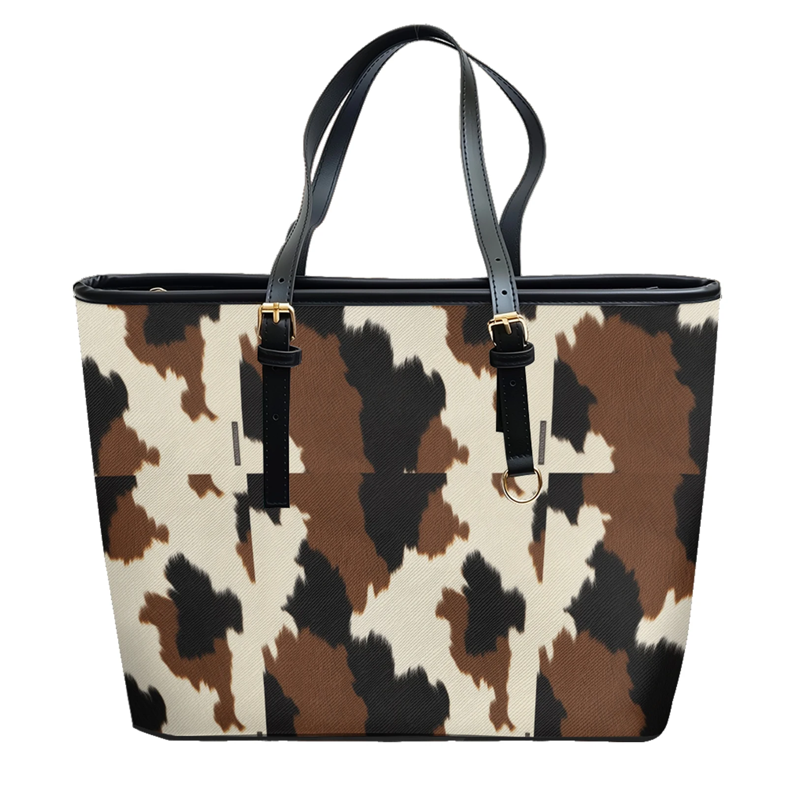 Camouflage Printed Oxford PVC Leather Shoulder Bag Zipper Waterproof Lightweight Tote Daily Use Convertible Work Weekend Purse
