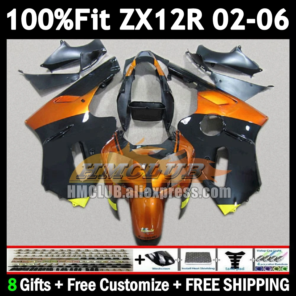 Injection For KAWASAKI NINJA ZX 12R 12 ZX-12R 2002 2003 orange blk 2004 2005 2006 177No.97 1200CC ZX12R 02 03 04 05 06 Fairing