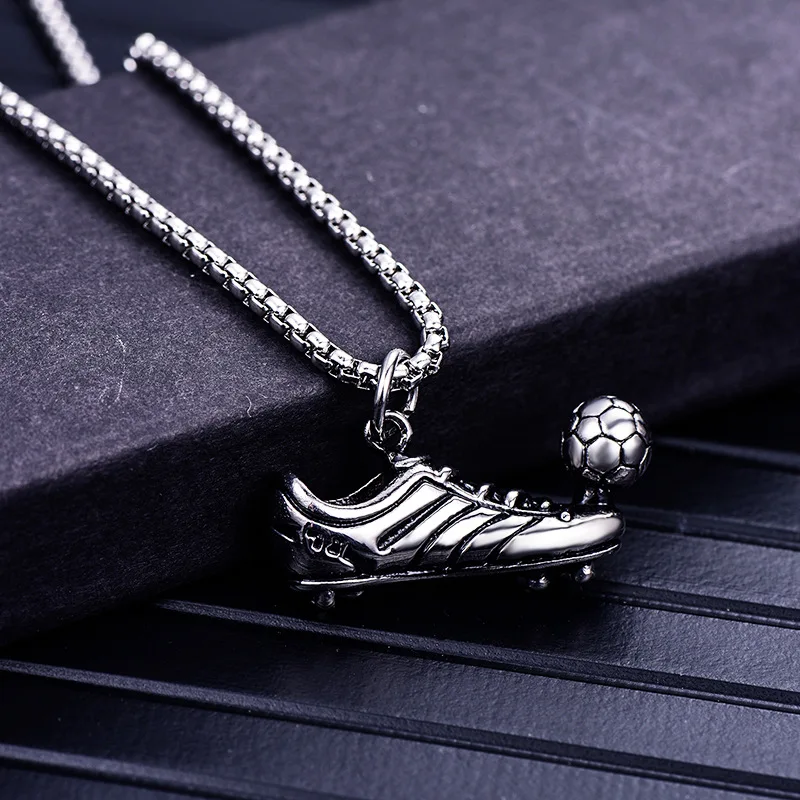 Football And Shoes Pendant Necklace, Punk Hip Hop Jewelry Accessories