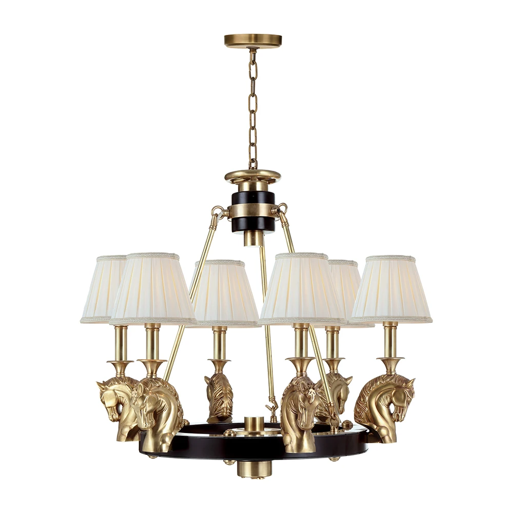 

Classic Brass Horse Black Ring Indoor Lighting Hotel Home Chandelier