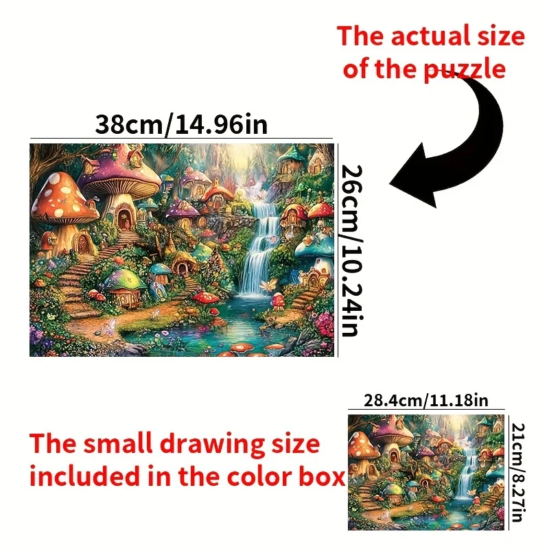 Enchanted Mushroom House Village Scene Jigsaw Puzzle Adult Fantasy Theme Intellectual Game Home Leisure Decorative Puzzle Toy