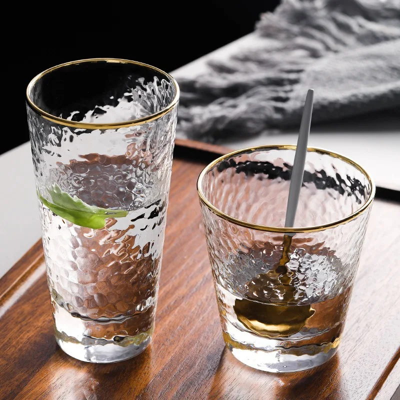 300ml\330ml 1pcs Golden Edge Water Cup Household Relief  Heat-resistant Cup Beverage Cocktail Martini Glass Cups Cocktail Set