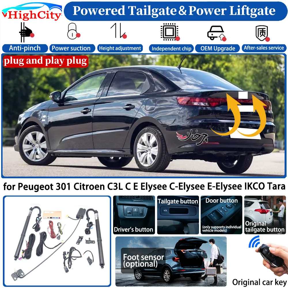 Sistema de portón trasero eléctrico inteligente automático para Peugeot 301, Citroën C3L, C-Elysée, E-Elysée, IKCO Tara