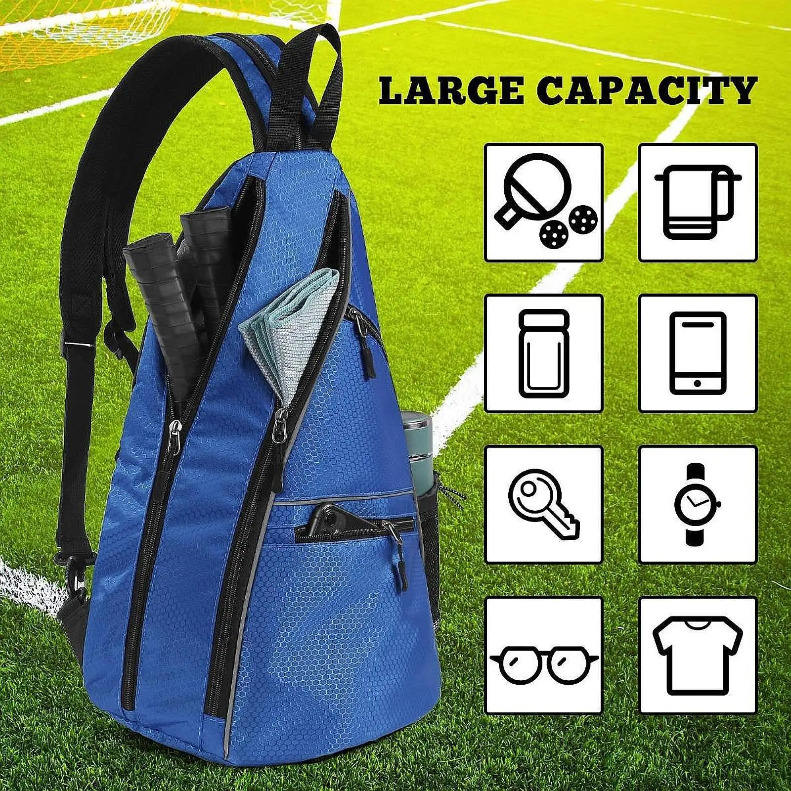 Pickleball Paddle Bag Backpack Pickle Ball Storage Carrier Oxford Cloth Racket Cover Tote for Men Women with Adjustable Straps