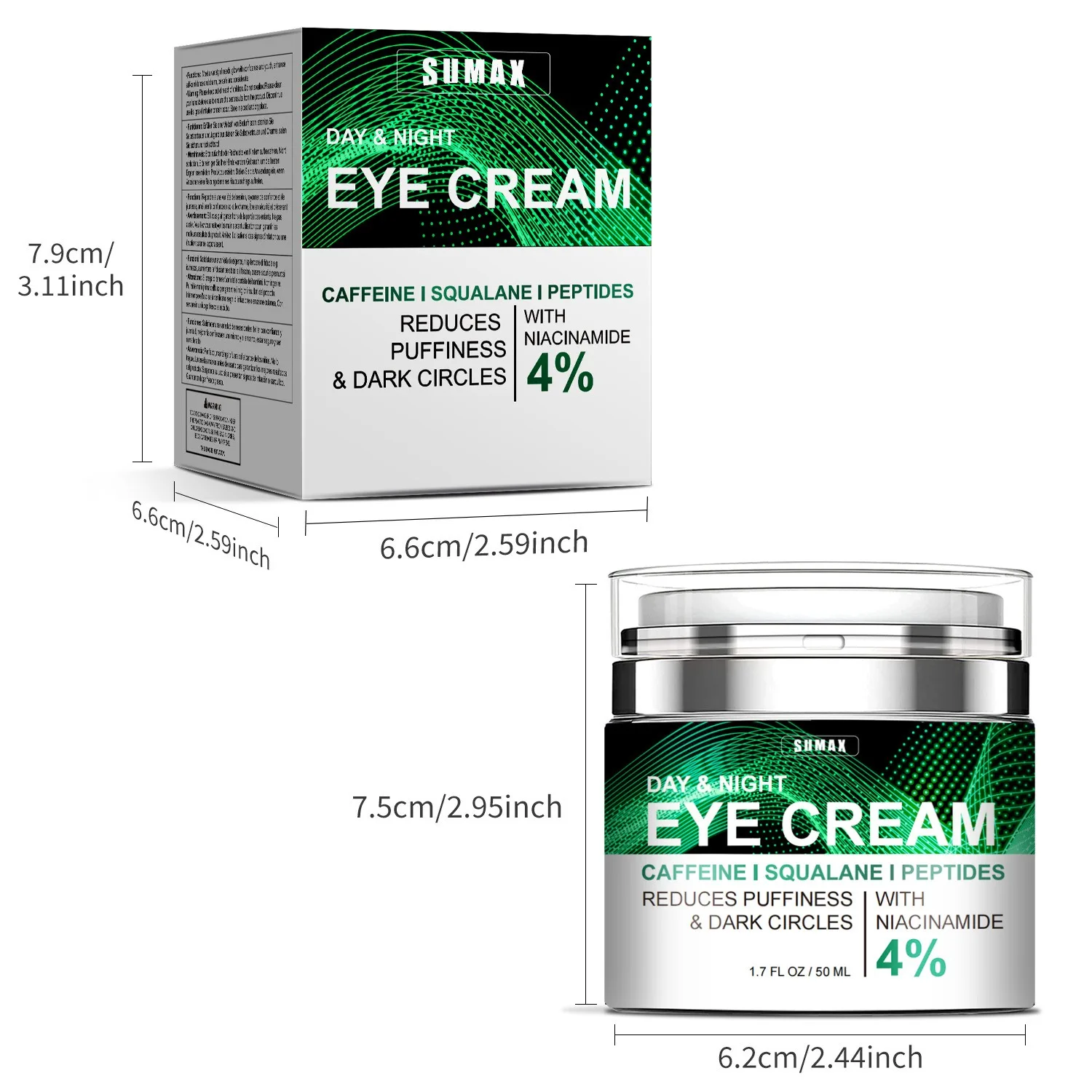 SUMAX Day & Night Press Type Oogcrème 50ml Op voorraad - Cafeïne Squalaan Peptiden Niacinamide Verminder wallen Donkere kringen Dimi