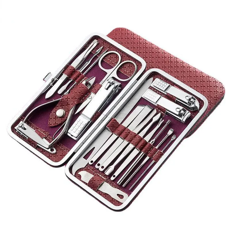 19PCS Manicure Set  Pedicure Nail Scissors Tool Nail Clipper Set Stainless Steel Manicure Cutter Trimmer Ear Spoon Nail Clipper