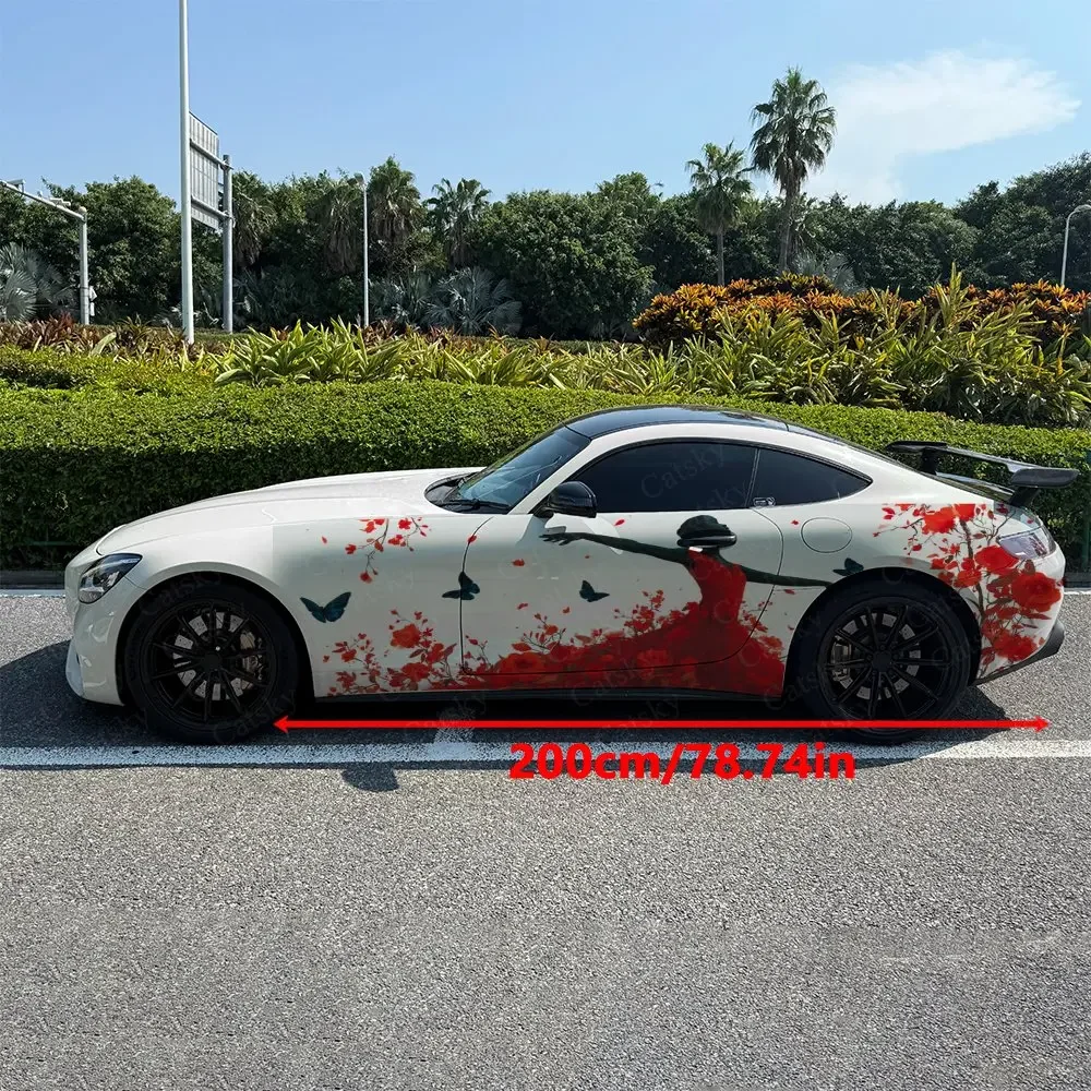 2pcs Flower Dance Healing Soul, Durable, Fade-resistant, Enhance Vehicle Aesthetics With Bold Artistic Design Car Vinyl Wraps