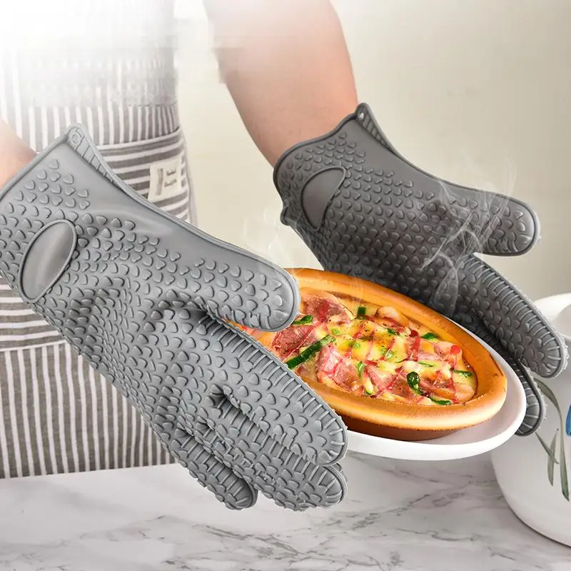 Hitzebeständige Silikon-Ofenhandschuhe, rutschfeste Backhandschuhe, Verbrühungsschutz, Topflappen für die Mikrowelle, Grill, Küche