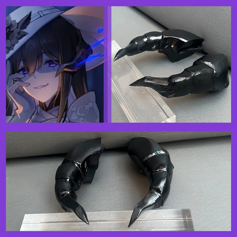 Juego Honkai: Star Rail The Dahlia, accesorio de Cosplay, accesorio de Constance, tocado, cuerno angular para fiesta de Halloween, adultos, mujeres y hombres