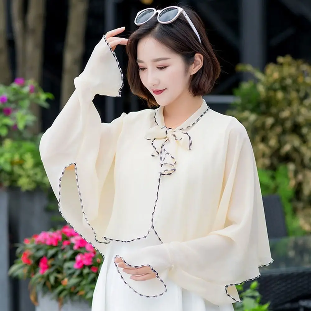 

Poncho Scarves Summer Cycling and Driving Sunscreen Chiffon Scarf Sunscreen Shawl Sun Protection Cape Korean Style Shawl