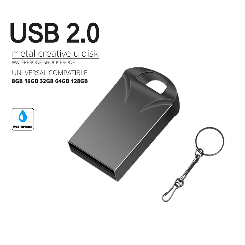 Mini USB Flash Drive, Pen Drive, Memory Stick, USB 2.0, 128GB, 64GB, 32GB, 16GB, 8GB, Presente, Brand New