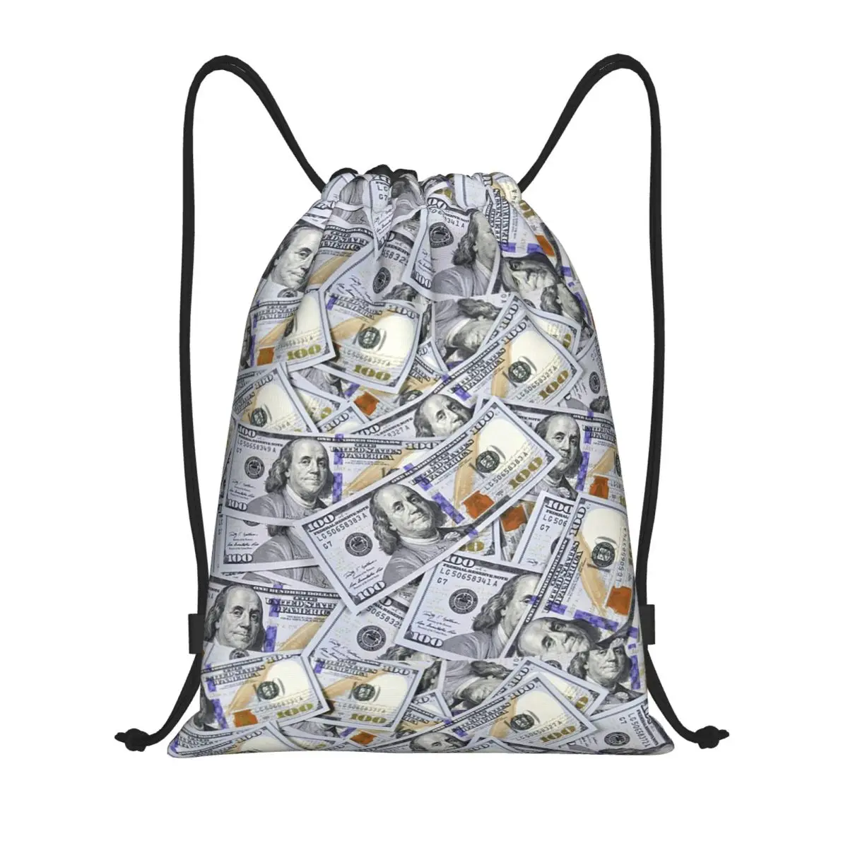 

Giant Money Background 100 Dollar Bills Backpacks Fashion Drawstring Bags Storage Bag Book Bags for Travel School