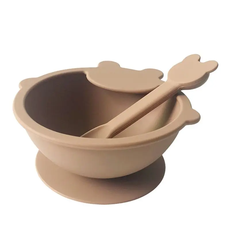 

Набор силиконовых тарелок на присосках для первого прикорма, силиконовая тарелка для детей с ложкой F-A00E