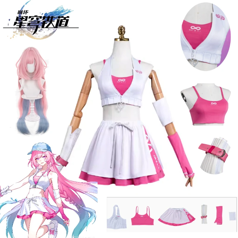 

Honkai: Star Rail Cosplay Costume Collab Version for Daxilian Sporty Style Sexy Pink Slip Dress with Coat Wristbands for Women