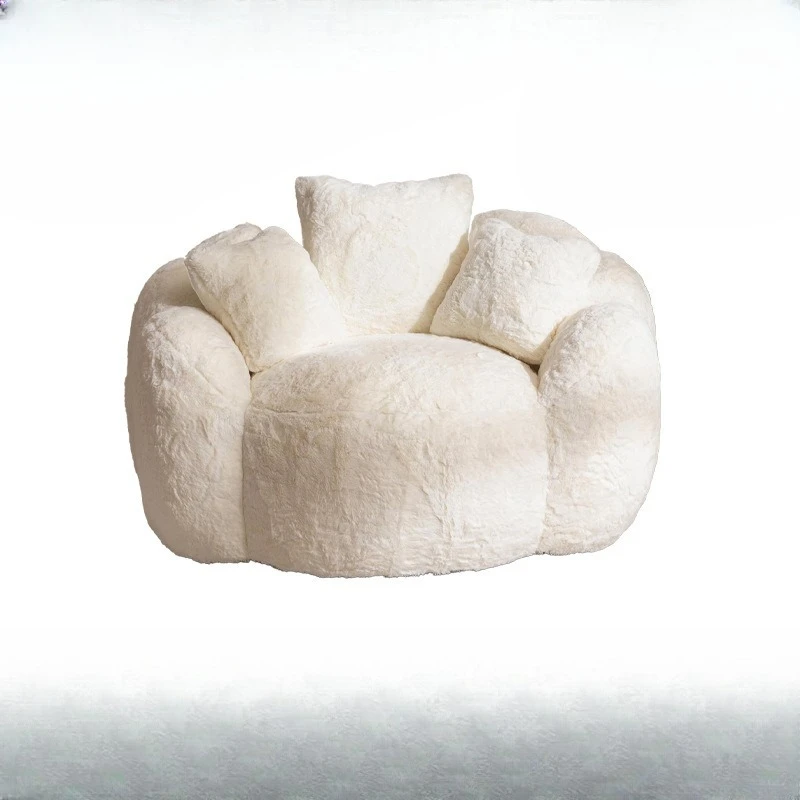 Beige cloud shaped bean bag chair, soft large filled reading chair, crushed sponge adult bean bag sand