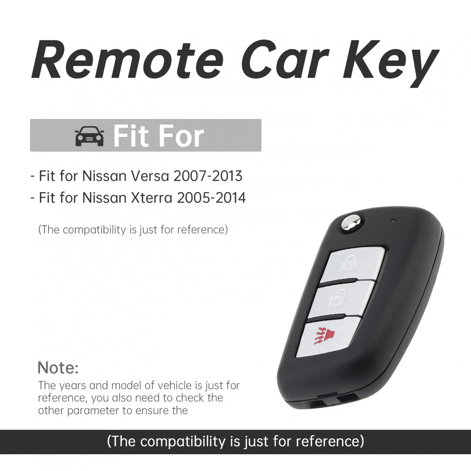 Cangkang Kunci Mobil Remote 3 Tombol 315Mhz untuk Nissan Versa Xterra 2005-2014, Casing Kunci Remote yang Ditingkatkan dengan Chip ID46 KBRASTU15