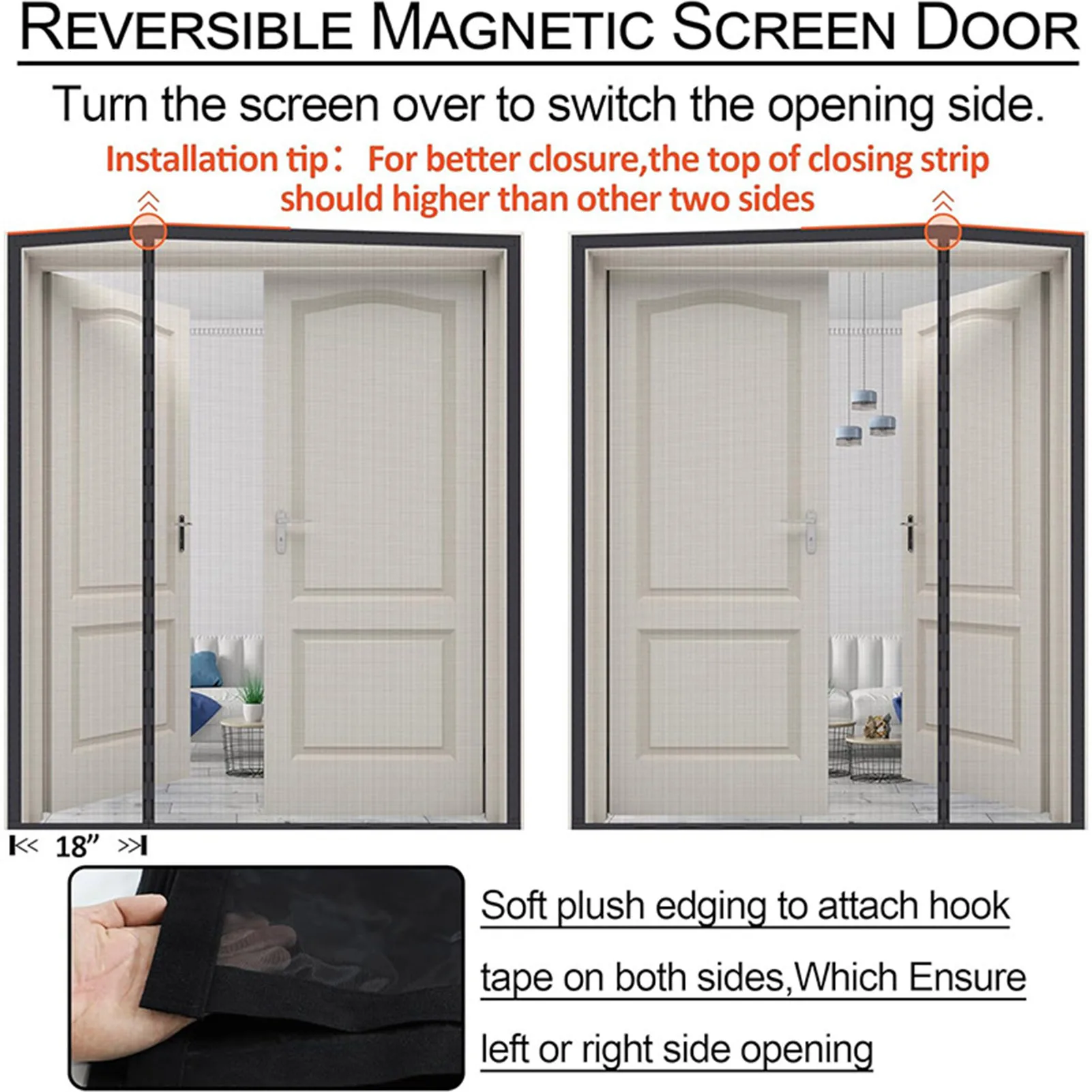 

Anti Insect Magnetic Door Curtain with Tear Strength Abrasion Resistance Fabric for Heater Room Home Kitchen