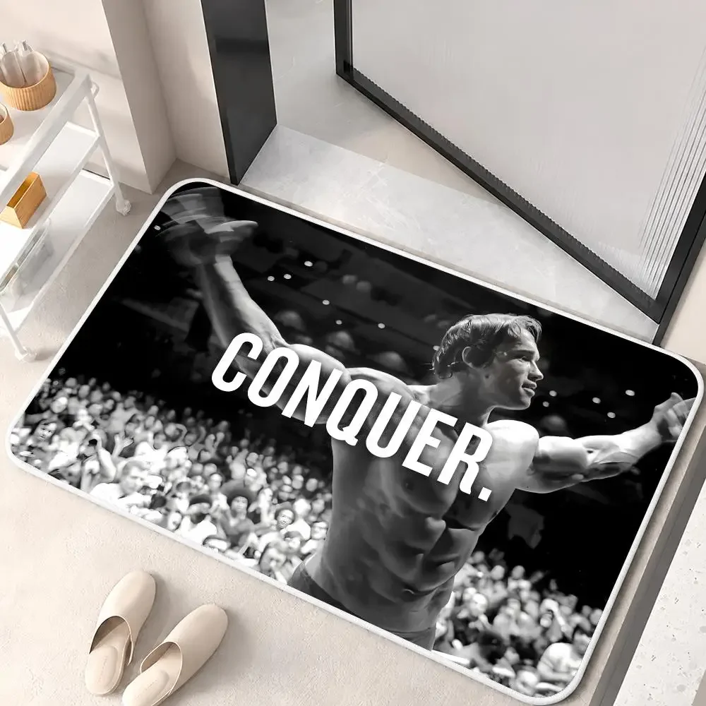 A-Arnold Schwarzenegger Conquer Gym Floor Mat Flannel Rug Soft Non Slip Door MatBathroom Bedroom Kitchen Living Room Home Decor