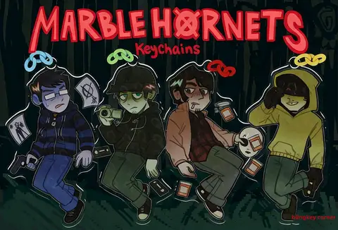 Marble Hornets accrylic Keychain Tim Jay Alex Bria Charm Keyring Slenderman Inspired Horror  Pendant Collectible Gift for Fans