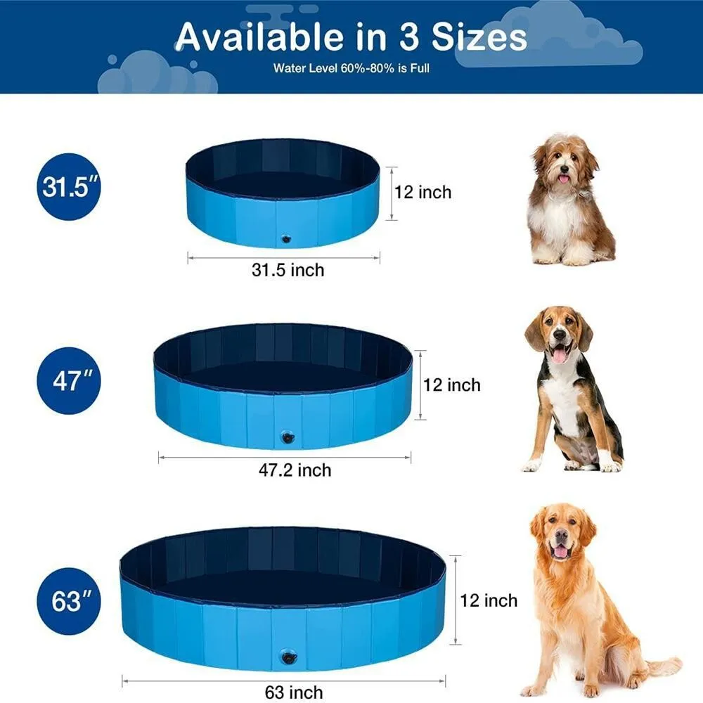 Foldable Dog Swimming Pool Large PVC Pet Paddling Pool Portable Outdoor Bath Tub with Drain Plug Summer Cooling Play Center