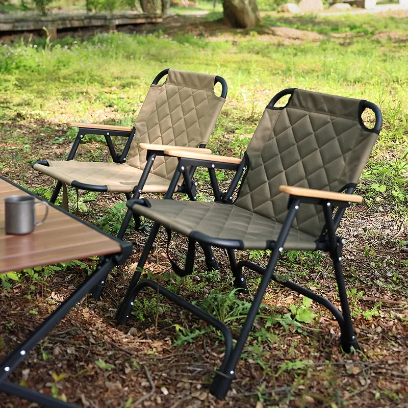 

Outdoor Camp Lounge Chair Camping Double Folding Chair Wilderness Outdoor Portable Aluminum Alloy Folding Chair