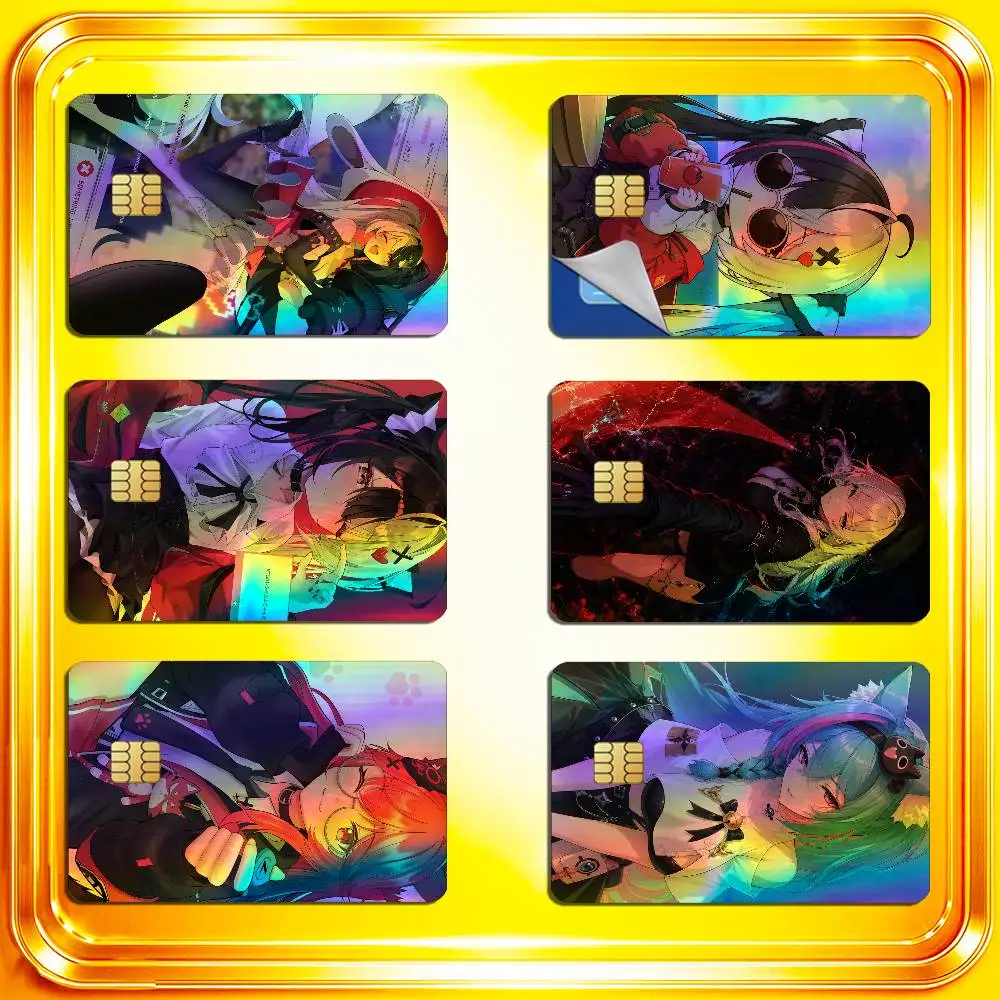 For Neverness To Everness NTE Nanally Mint Credit Bank Sticker ID Access Card Cover Skin Rainbow Color Laser Stickers Film